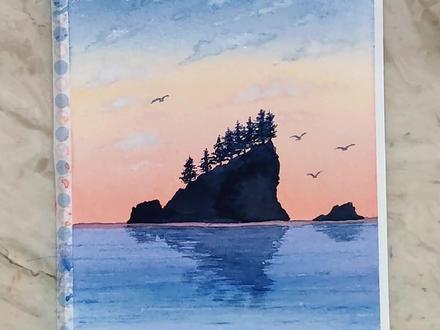 简单水彩画海礁日出
🌅🌅🌅步骤:
1.铅笔起草海平线,线上方刷水,由下至上刷渐变:镉红+那不勒斯黄、那不勒斯黄、普鲁士蓝,趁未干,用白色晕染云朵;
2.线下方用亮蓝紫、普鲁士蓝刷海面,干后用普鲁士蓝扫些波纹,用靛青+黑在海平线上画礁石和树木,调淡颜色在海面画出倒影,并在天空画几只海鸥;
3.用白墨液在海面扫些波光,最后在顶部天空点些疏星。
🌊🌊🌊材料:
宝虹水彩纸(300g,13*9.5cm),竹羽堂水彩毛笔(插画精灵、白头翁),史明克固体水彩学院级,手帐胶纸,灵猫白墨水
素材:kristin mckeever
BGM:last morning #水彩画教程 #画画 #绘画 #手绘 #水彩 #水彩画 #风景 #风景画 #画 #画画教程 #美术 #绘画教程