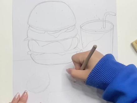 汉堡🍔➕薯条🍟➕可乐等于三倍快乐哦!#一起学画画 #瑶池塬美美术班 #画画 #抖音小助手 #跟我一起学画画