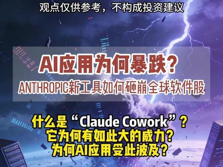 AI应用为何暴跌? Anthropic新工具如何砸崩全球软件 什么是“Claude Cowork”?
它为何有如此大的威力?
为何AI应用受此波及?#Anthropic #Claude #AI应用 #软件 #Cowork