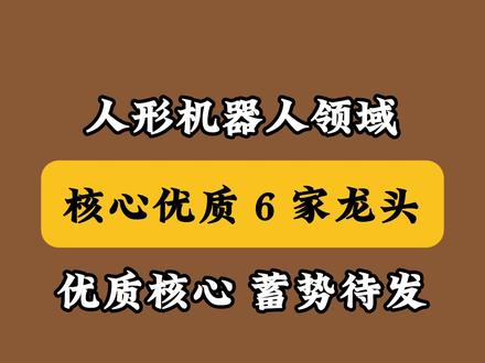 人形机器人领域,核心优质的 6 家公司! (银发经济爆发)#人形机器人概念股 #股票 #股票知识 #股票干货