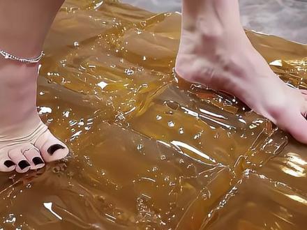 世界上超强胶水到底有多牛?美女光脚踩下,结果肠子都悔青了! #胶水 #美女