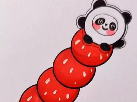 一起来画冰墩墩版糖葫芦#简笔画#育儿#冰墩墩#冬奥会