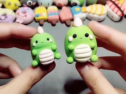 小可爱们要的绿色#小恐龙 来了,#超轻粘土手工 #DOU出新知 。