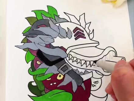 孩子喜欢画画 就画他感兴趣的图案#植物大战僵尸描摹本 #控笔训练