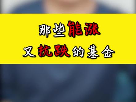 今天咱们来聊一聊那些能涨又抗跌的基金。#投资理财 #财经 #基金