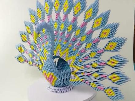 奕耘手工折纸,孔雀,喜欢折纸的宝宝们,关注下哈~~