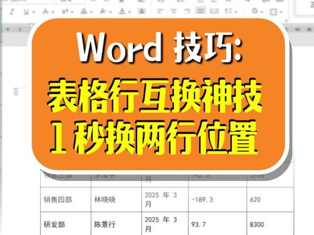 老板夸你快!Word 表格两行互换,不用删行重排 #word #wps #办公技巧 #office办公技巧 #干货分享