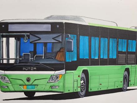 手绘城市新能源公交车,你知道这是哪个城市的公交车吗 #马克笔绘画 #北京公交 #公交迷 #巴士迷 #交通工具