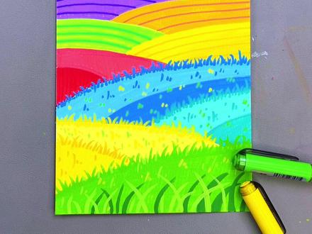 有意境的风景画,简单易学。#跟着抖音学画画