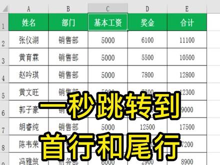 Excel表格中只需一秒就能跳转到首行或尾行,你知道怎么操作吗?#excel表格 #excel技巧 #office办公技巧 #办公技巧 #知识分享
