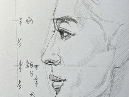 侧面三庭五眼详细教程!适合刚学素描人像的朋友们!零基础可以先跟我免费学习入门课程!#画画 #画画其实很简单 #画画打卡 @蔡海晨美术教育(素描入门到精微) @蔡海晨手绘(彩铅干货王) @蔡海晨画室师训联盟 @沈阳蔡海晨画室