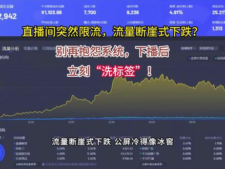 直播间突然限流,流量断崖式下跌?别慌,3步教你洗标签 #直播带货#直播运营#直播限流#打标签#直播起号