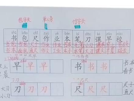 一年级语文71页《小书包》同步生字讲解#小学语文 #一年级语文#同步生字