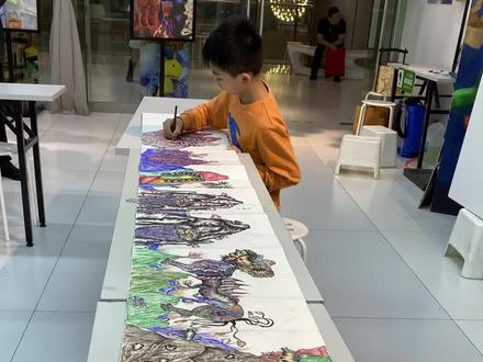 小男孩画山海经出神入化,他妈妈更让人佩服#画画🎨 #亲子教育 #少儿美术教育