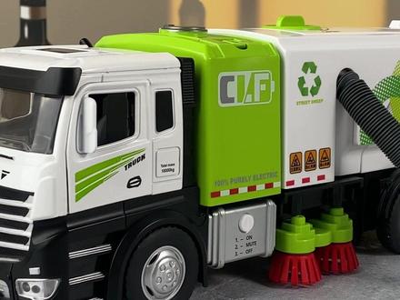 大号合金电动吸尘扫地车玩具仿真道路清扫车环卫垃圾车工程车男孩#汽车模型 #垃圾车玩具 #环卫车玩具