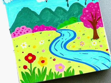 清明节春天的主题画#春天#画画 #一看就会 #丙烯马克笔绘画