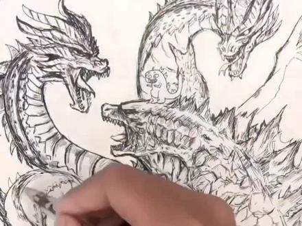 听说很多人想让我教画哥斯拉?#简单的画画教学 #哥斯拉2怪兽之王 @抖音小助手 @超人手绘