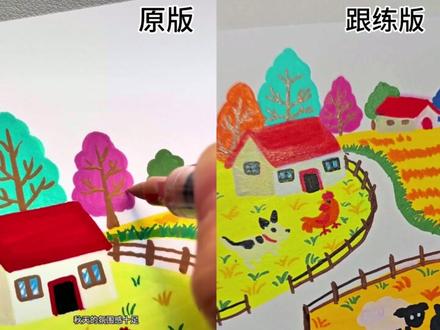 抄作业时间到!这幅小田园风景画手残党亲测能跟!原创@千寻简笔画 #跟着抖音学画画 #绘画过程 #丙烯马克笔
