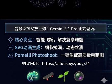 谷歌深夜放王炸!Gemini 3.1 Pro 史诗级进化,一键生成神级动画与电商大片!完全降维打击?🤯 #人工智能 #Gemini #AI工具 #科技数码 #AI绘画