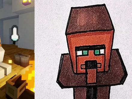 烤火取暖的方块人。 #简笔画