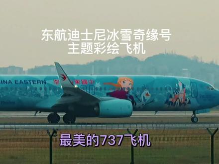 中国东航冰雪奇缘号主题彩绘飞机,最美的737飞机,重庆机场起飞 #追飞机的人 #拍机 #起飞🛫