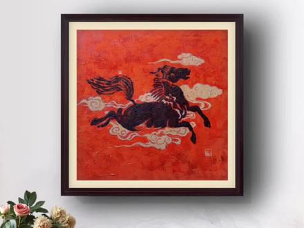 红韵祥马:把汉代雄风画进新年里 客户定制40X40厘米。#画画过程 #艺术 #汉马 #收藏 #每日分享