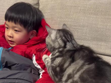 是谁家的宝宝从小就能吸这么多猫啊?哦!我家的~