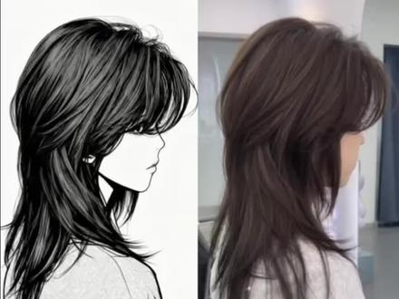 动漫感发型~日系动漫感鲻鱼头!!!#狼尾鲻鱼头#鲻鱼头#长发鲻鱼头#成都鲻鱼头#成都二次元理发店