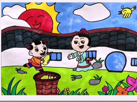 边听故事边学画,寓言故事《孔融让梨》儿童创意简笔画 #寓言故事 #创意画 #边听故事边学画