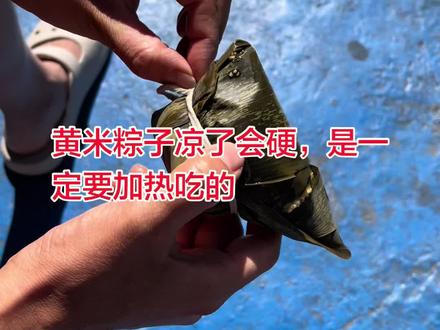 黄米粽子 给大家普及一下黄米粽子的最大缺点,凉了是必须热的,而且得热透,不然的话会硬#黄米粽子