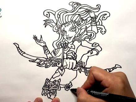 手绘怪兽教程、教你如何画怪兽、海妖#画画 #手绘 #绘画过程 #简笔画 #海怪