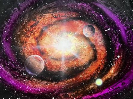 教你简单画一幅星空宇宙图#跟着抖音学画画 #艺术在抖音 #艺术创作 #星空