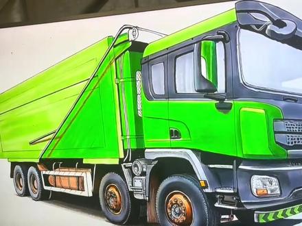 手绘陕汽德龙x3000渣土车