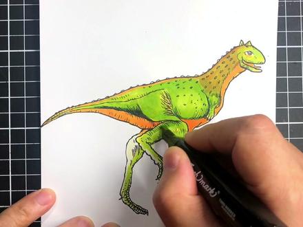 恐龙世界之食肉牛龙 马克笔绘画 儿童恐龙知识#儿童简笔画 #恐龙简笔画 #马克笔绘画 #恐龙知识科普