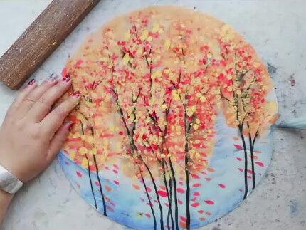 国画入门——秋日红叶#儿童画 #国画教程#树#水墨画 #画了个画 #零基础 #秋天#红叶#美术 #画画