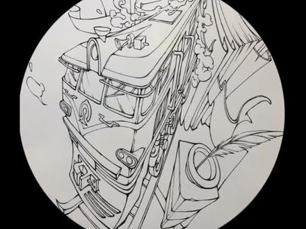 绿皮火车图形创意🚞#绘画过程 #画画 #绘画 #画画教程 #学画画 #原创#抖音小助手