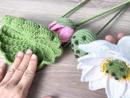 荷花钩织教程-下集 #钩针教程 #毛线 #钩针 #钩针编织