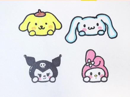 三丽鸥简笔画~库洛米、美乐蒂、布丁狗、玉桂狗一学就会~#三丽鸥 #库洛米简笔画 #玉桂狗简笔画 #美乐蒂简笔画 #布丁狗简笔画