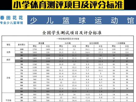 小学体育项目及评分标准
