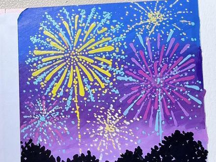 小时候以为是过年才放烟花,长大后才发现,是放了烟花才叫过年,你那里过年可以放烟花吗?#艺术在抖音 #艺术种草指南 #丙烯马克笔绘画 #慕多星丙烯马克笔 #治愈系