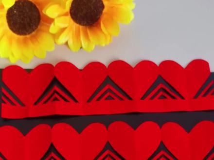 教你用一张长方形纸剪心连心剪纸,非常简单#手工#亲子手工#剪纸教程#新年手工