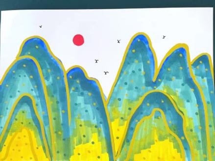 用简单画法,画幅《青山图》-看山是山,看山不是山,看山还是山#儿童简笔画 #一起学画画 #育儿简笔画 #拥抱春天主题画