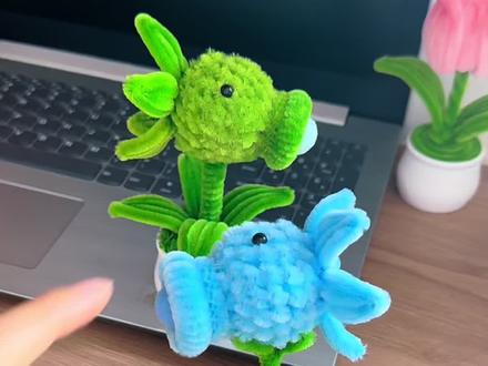 可爱的豌豆射手小盆栽教程来啦,儿童节快给你家小朋友安排吧!#扭扭棒#教程 #手工diy #儿童节手工 #扭扭棒盆栽