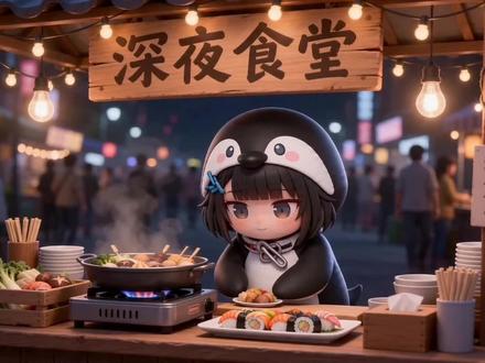 咕咕嘎嘎深夜食堂:我真的有在努力营业了!(ノへ ̄、)#明日方舟终末地 #终末地春晓时 #终末地 #咕咕嘎嘎 #小企鹅