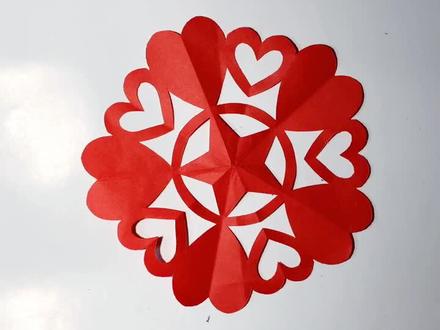 #剪纸 心连心团花(1)折及画法
