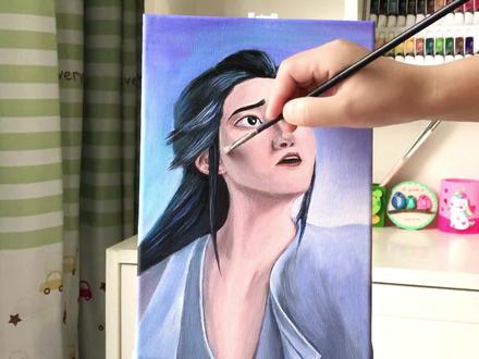 诗在,长安就在!这是一份独属大唐的浪漫!画长安三万里中的李白 #李白 #长安三万里 #丙烯画 #手绘 #画画