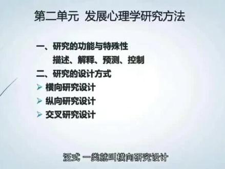 横向研究、纵向研究、交叉研究,是发展心理学的常用方法。#发展心理学研究方法