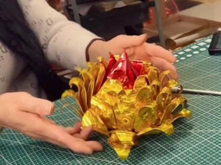 柿柿如意顶部花朵的折叠教程③#叠元宝#上热门 #叠元宝