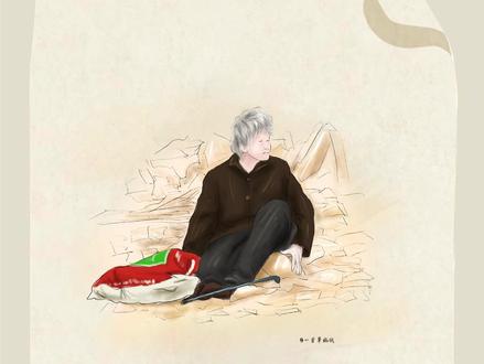 她安静坐在那里像找不到爸爸妈妈的孩子
#插画 #画一个故事