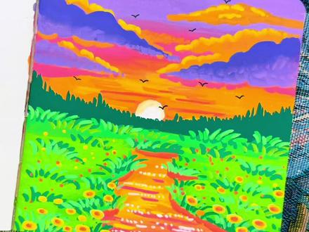 丙烯马克笔教程|一分钟学会画彩霞风景画#创作灵感 #丙烯马克笔 #跟着抖音学画画 #真实生活分享计划 #画画其实很简单